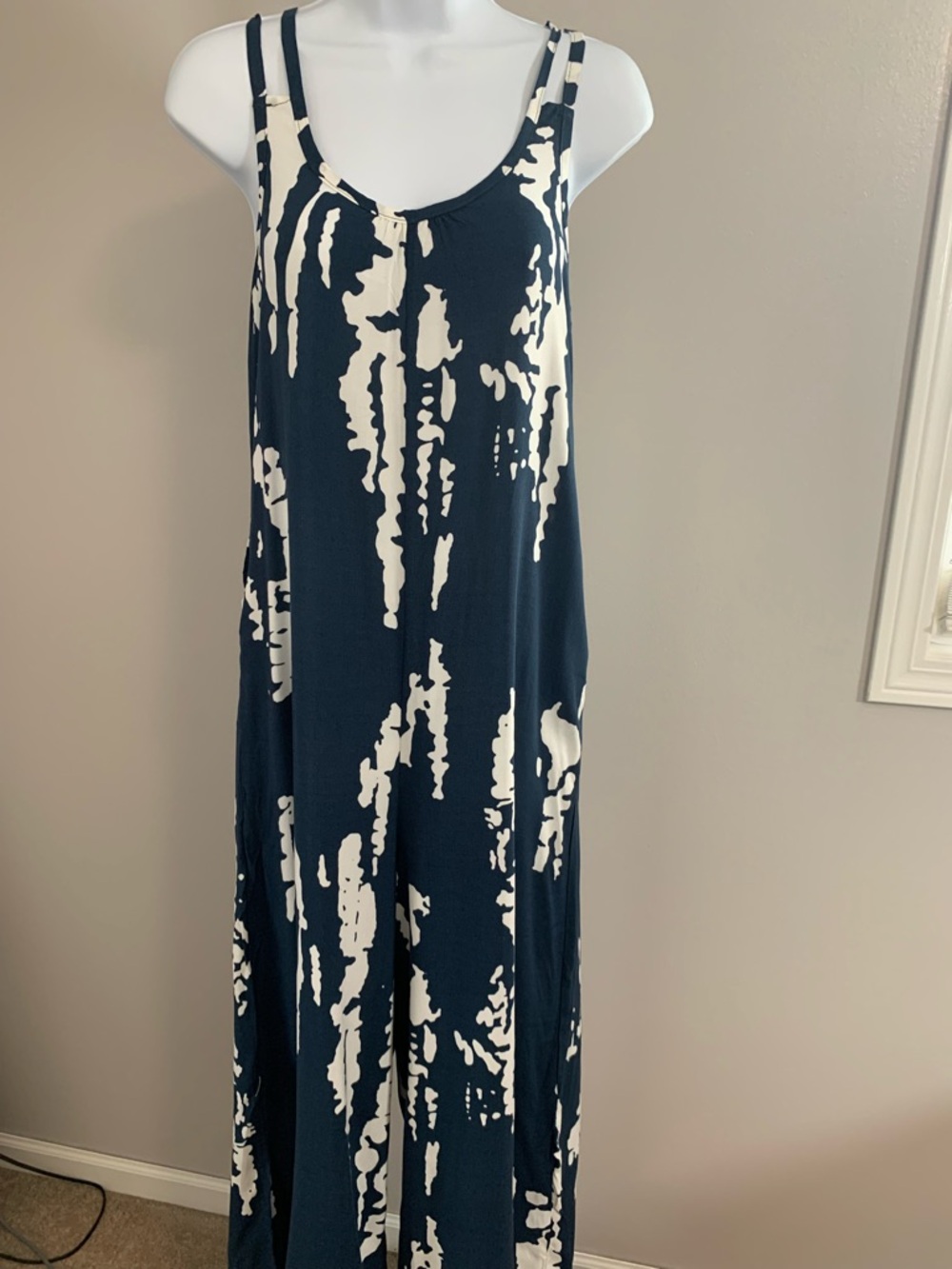 NIB Navy and White Tie-Dye Jumpsuit